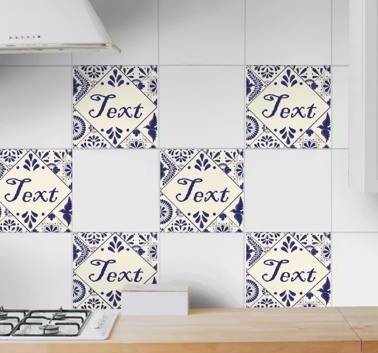 Azulejos adhesivo Azul delfts personalizado - TenVinilo