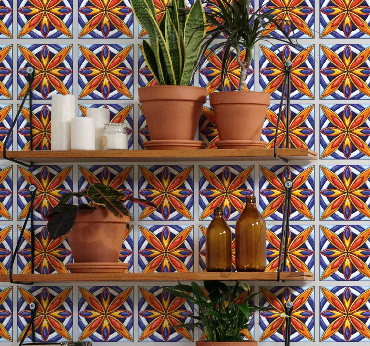 Azulejos adhesivo patrón de mosaico geométrico - TenVinilo