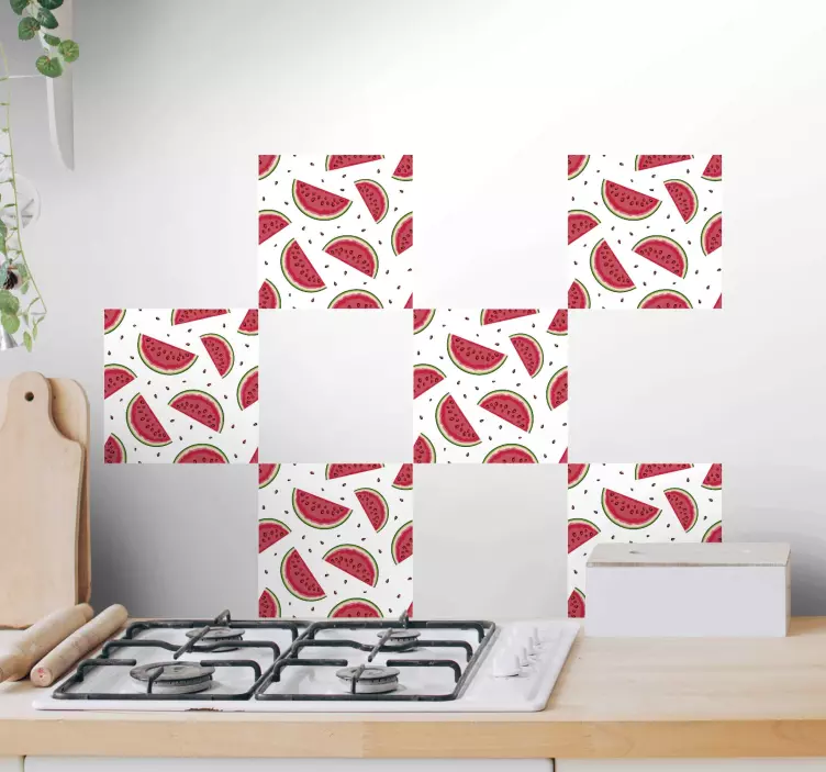 Azulejos adhesivo Sandia con semillas - TenVinilo