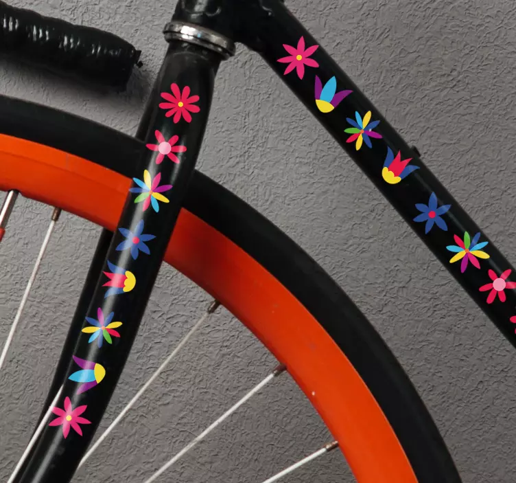 Vinilo flor para bicicleta silvestres coloridas - TenVinilo