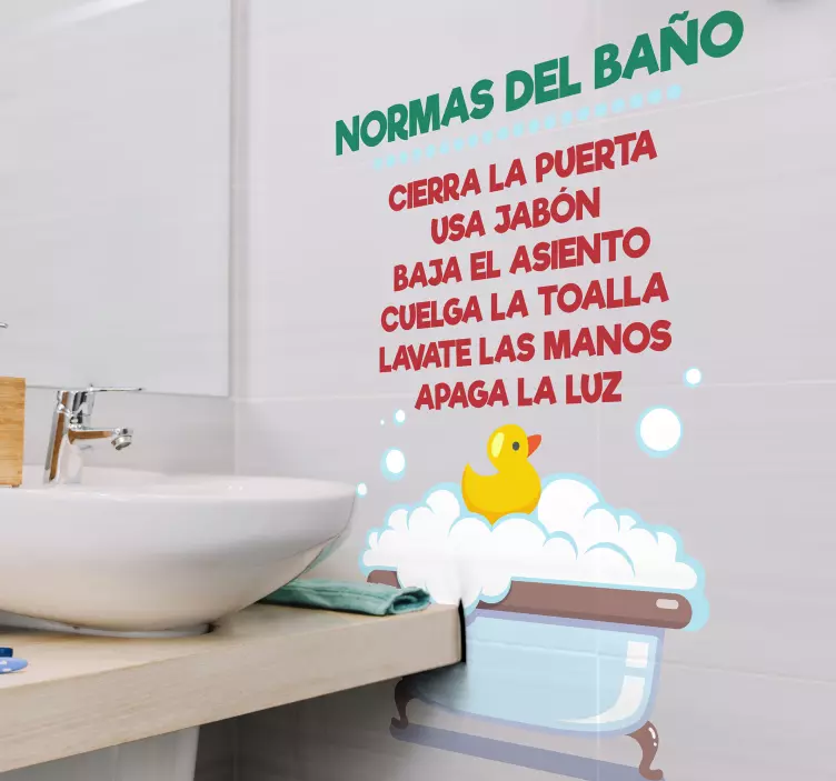 Cartel normas del baño para niños - TenVinilo