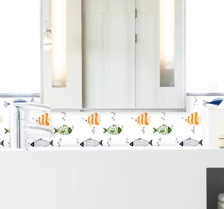 Cenefa decorativa de peces para baño - TenVinilo