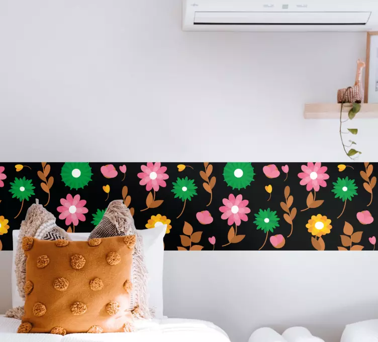 Cenefa adhesiva Flores de mezcla verde y azul - TenVinilo