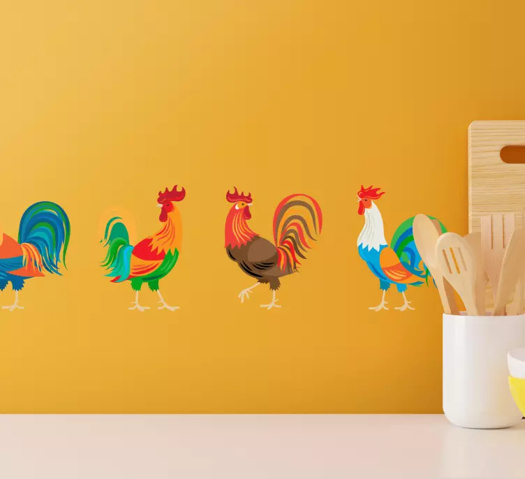 Cenefa adhesiva Patrón de gallos realistas - TenVinilo