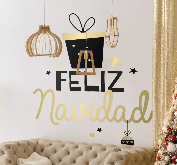 Elegante caja de regalo patrón navidad vinilo - TenVinilo