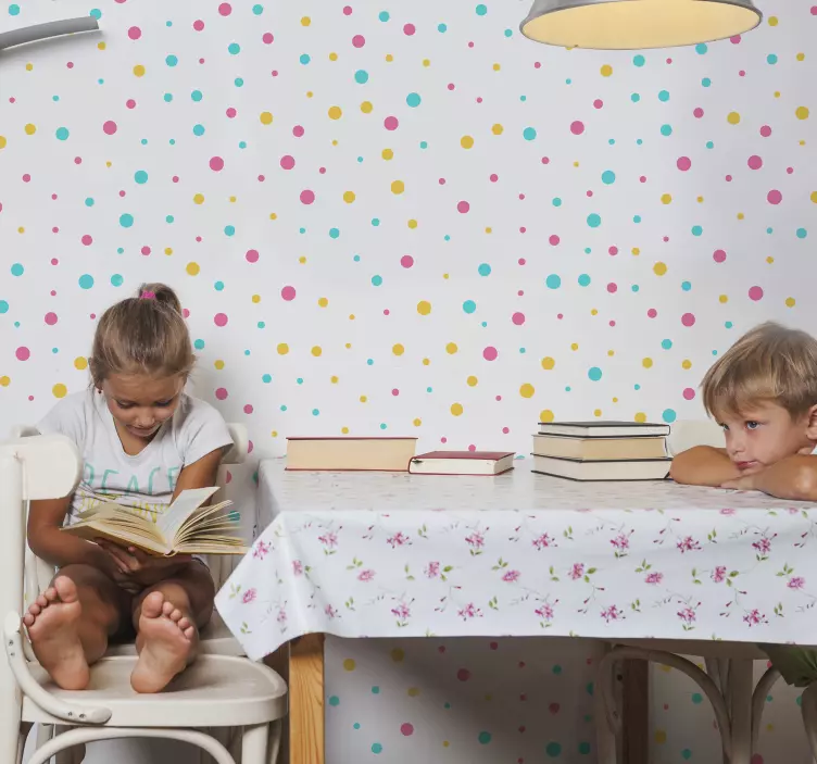 Fotomural adhesivo infantil lunares colores - TenVinilo