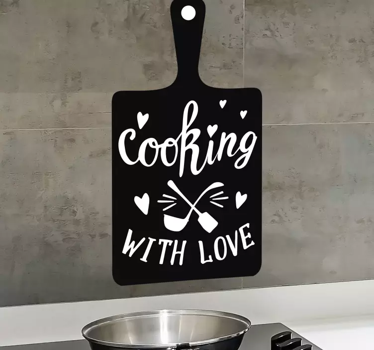 Vinilo frase cocinando con amor - TenVinilo