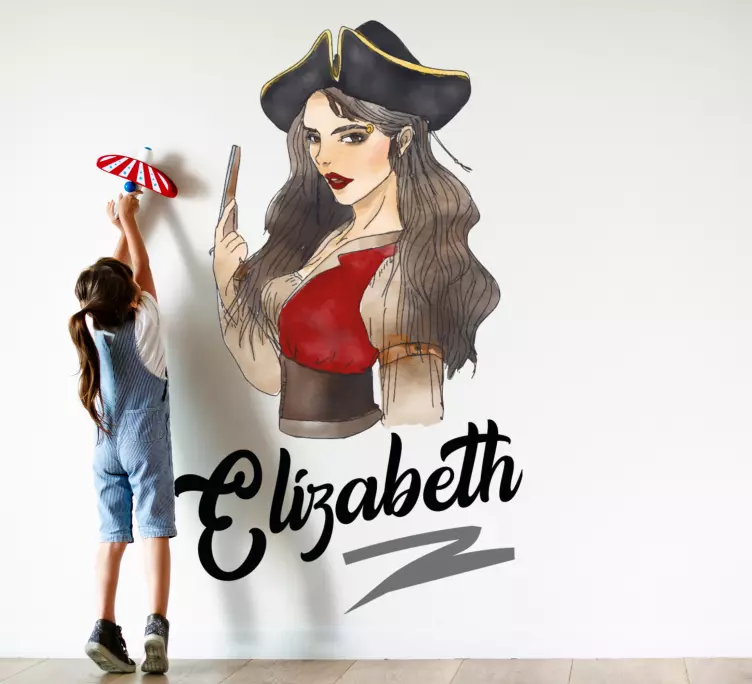 Vinilo habitación infantil Manga, ilustración, pirata, niña - TenVinilo