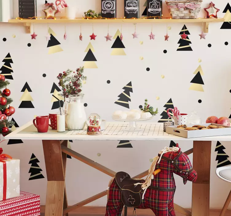 Navidad, elegante, árbol, hoja, navidad, vinilo - TenVinilo