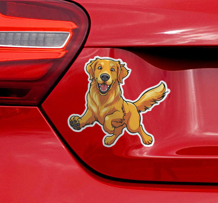 Pegatina coche golden retriever juguetón - TenVinilo