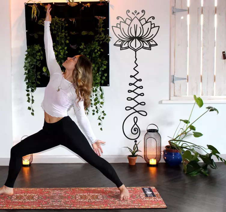 Vinilo decorativo floral Flor de loto unalome - TenVinilo