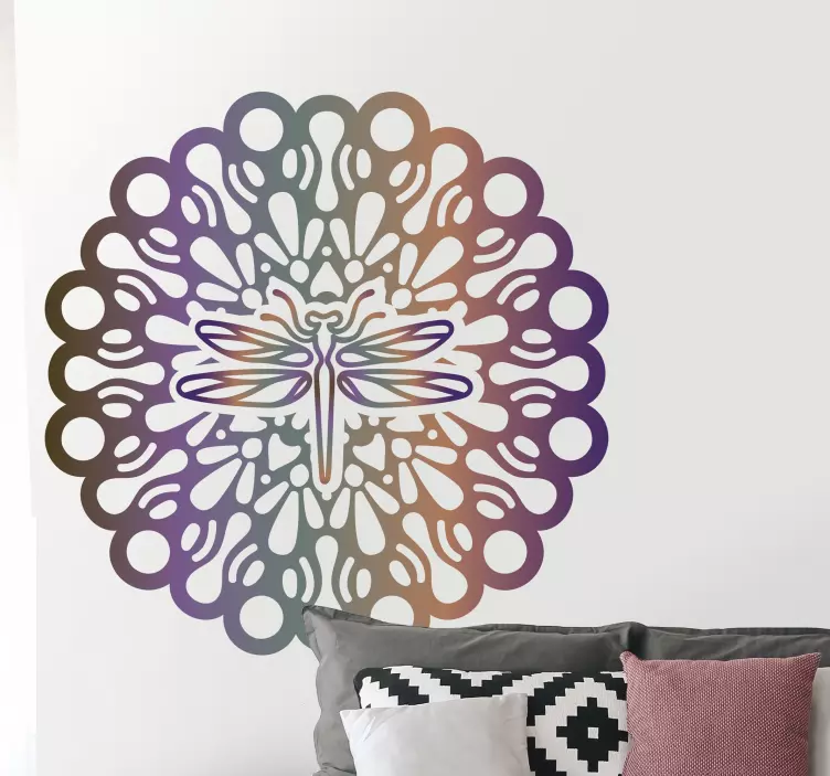 Vinilo decorativo floral Libélula mandala mágico - TenVinilo