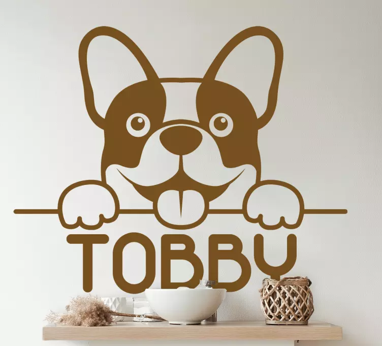 Vinilo Lindo perro monocolor asomándose - TenVinilo