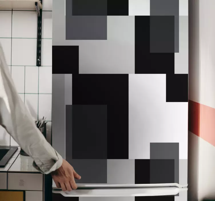 Vinilo para nevera Bloques de color blanco y negro - TenVinilo