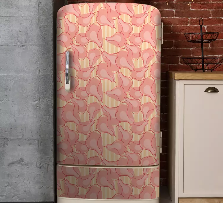 Vinilo para nevera Patrón creativo peras rosas - TenVinilo