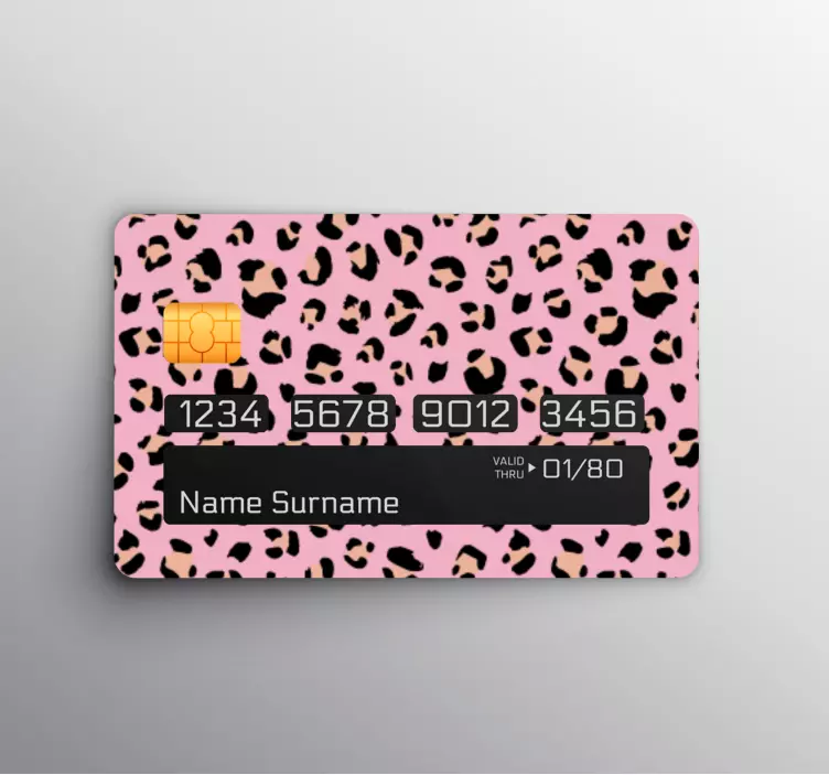 Vinilo tarjeta de crédito Patrón de leopardo acuarela negro y ros - TenVinilo