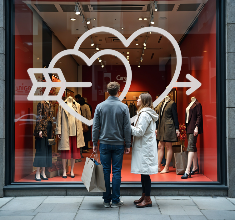 Pegatina San Valentín corazones y flechas - TenVinilo