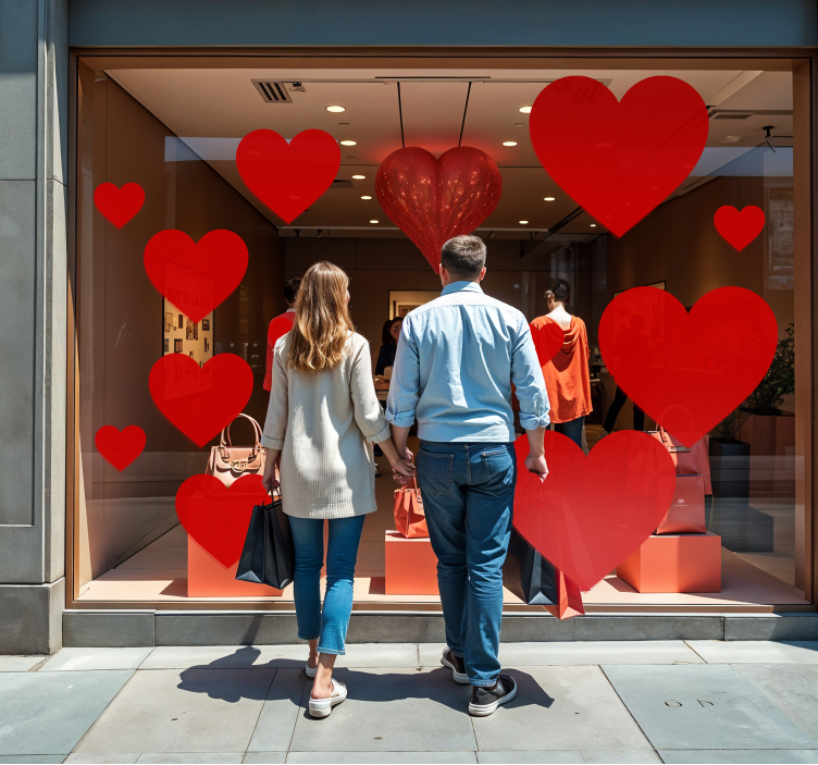 Pegatina San Valentín paquete de corazón - TenVinilo