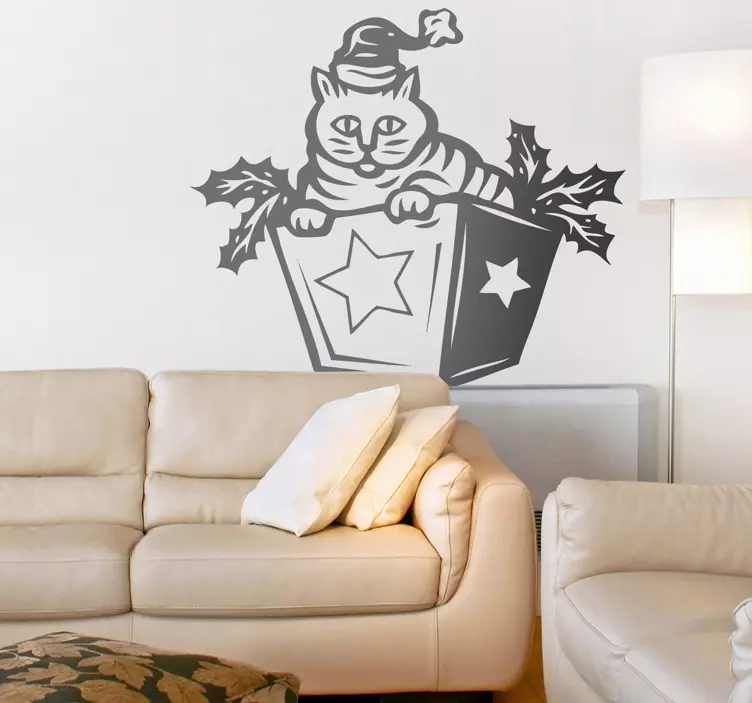 Pegatina San Valentín sorpresa festiva felina - TenVinilo