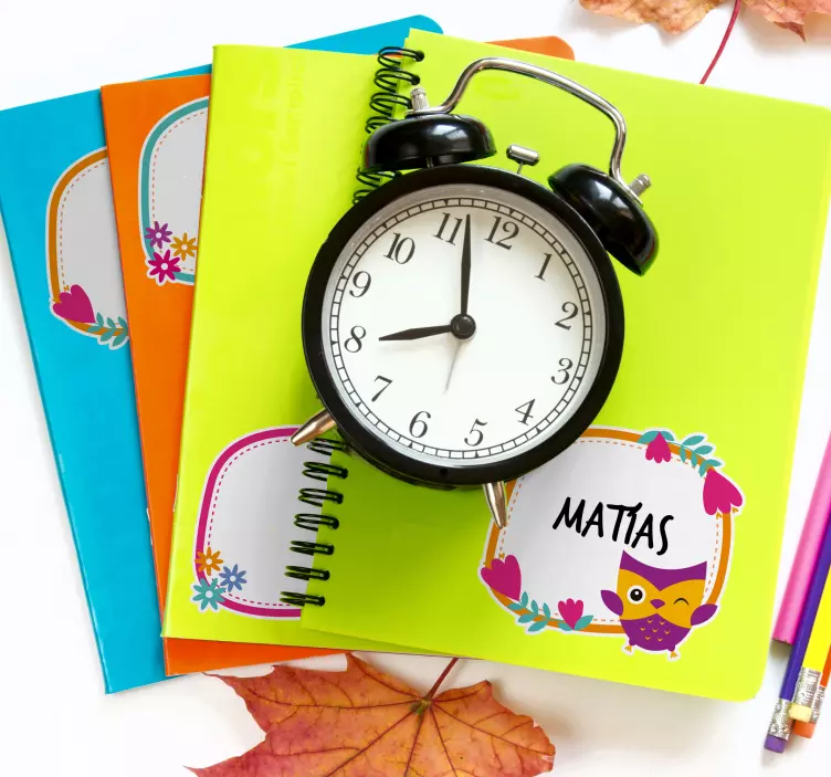 Pegatinas adhesivas para libretas con nombre - TenVinilo