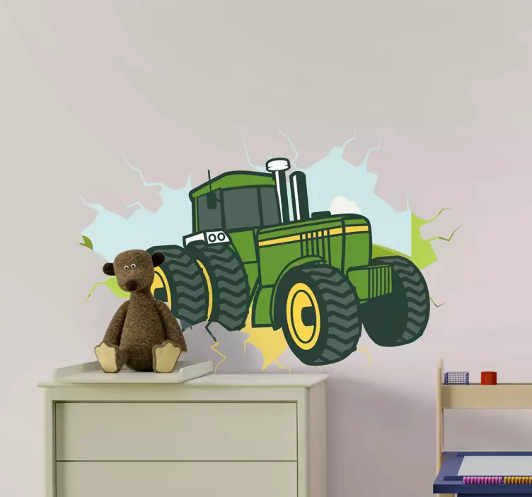Vinilo 3d infantil tractor John Deere - TenVinilo