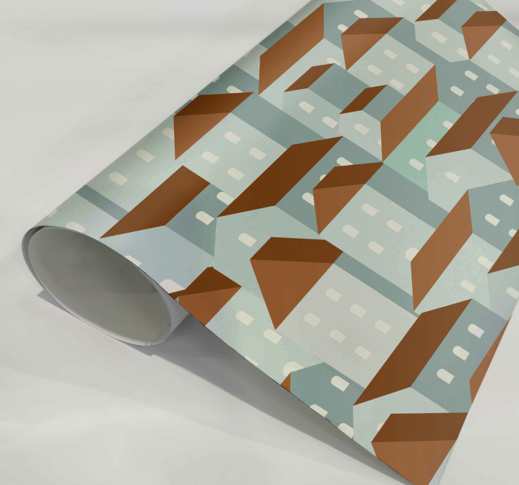 Vinilo para mueble ilustración de pueblo Ilustración de aldea - TenVinilo