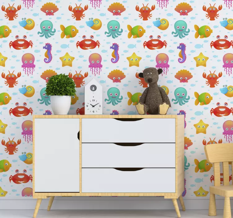 Vinilo animal de granja coloridas criaturas del océano - TenVinilo