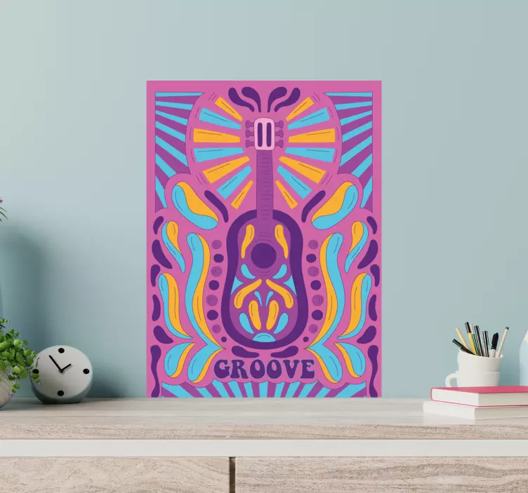 Vinilo arte de guitarra colorido - TenVinilo