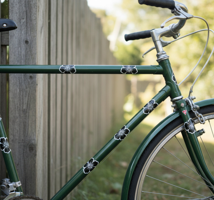Vinilo bicicleta pack de flores hibisco - TenVinilo