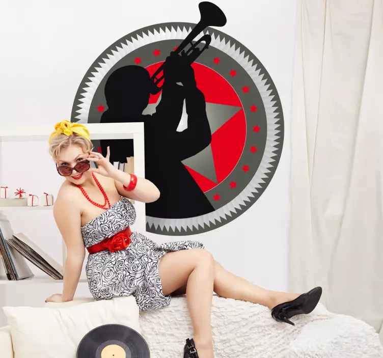 Vinilo círculo decorativo trompetista - TenVinilo