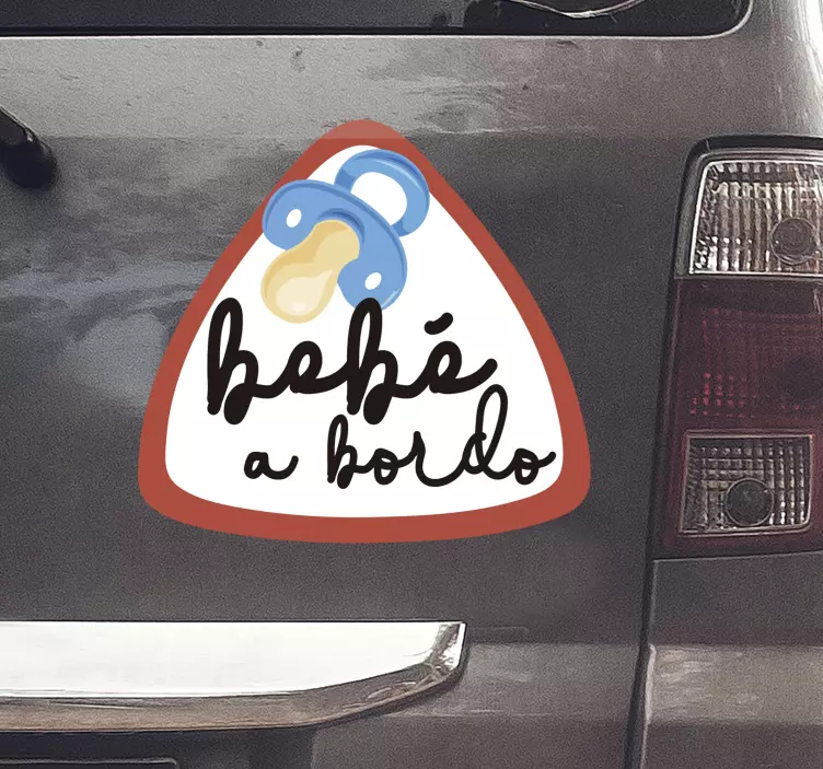 Vinilo coche bebé a bordo con chupete - TenVinilo