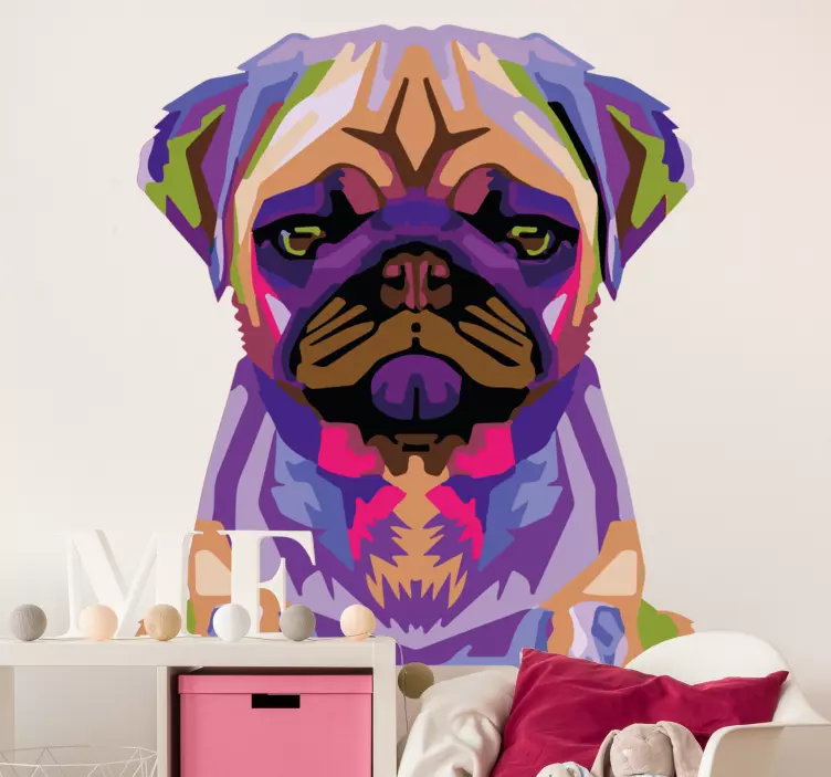 Vinilo animal bulldog inglés multicolor - TenVinilo
