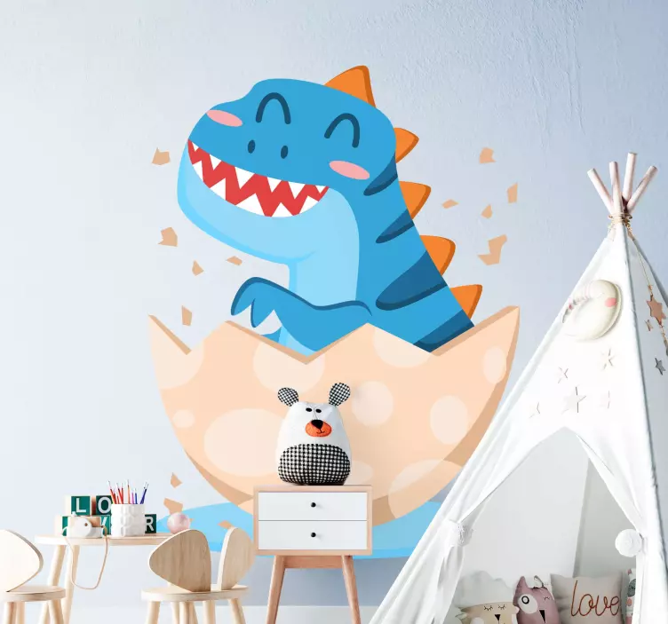 Vinilo Bebé dino saliendo del huevo - TenVinilo