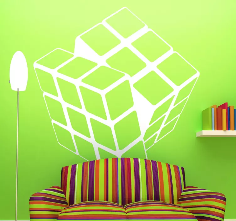 Vinilo pared cubo de rubik monocolor - TenVinilo
