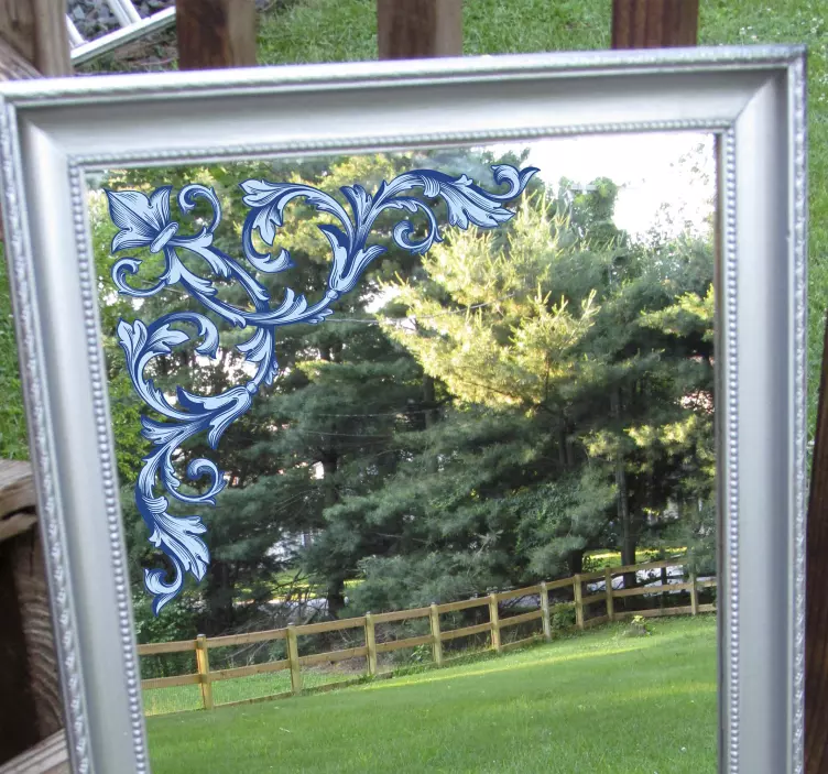 Vinilo adhesivo de espejo floral para esquina - TenVinilo