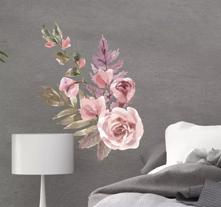 Vinilo flores Composición floral acuarela - TenVinilo