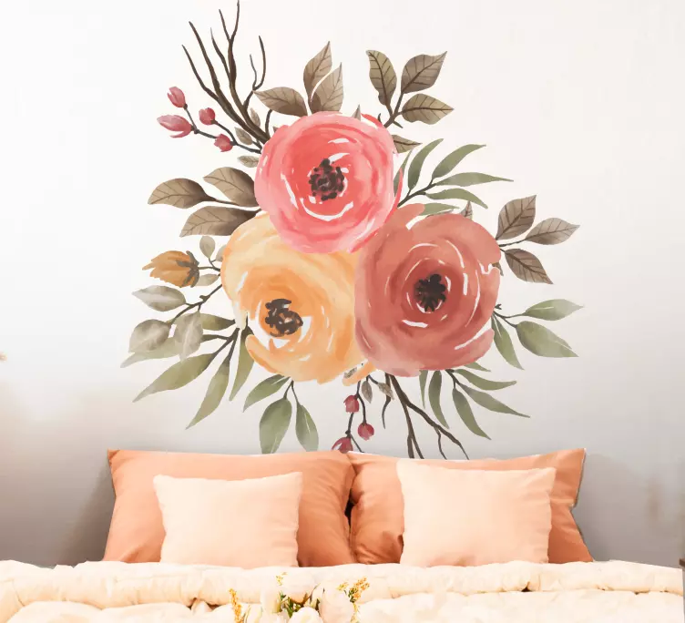 Vinilo flores Dibujo de rosas secas - TenVinilo