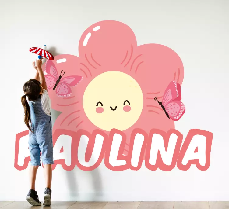 Vinilo flores Mariposas en rosa con - TenVinilo