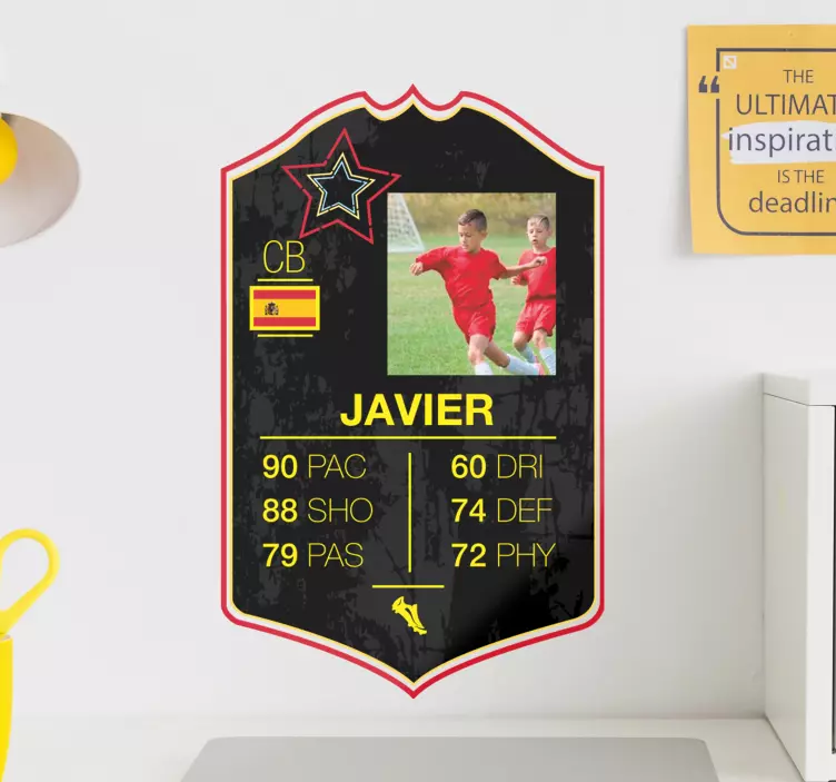Vinilo fútbol personalizado carta jugador negra - TenVinilo