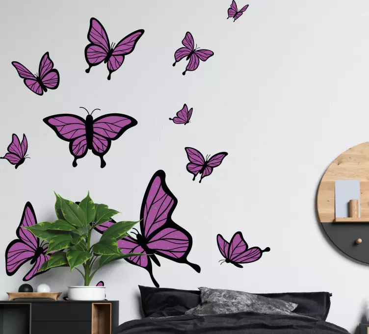 Vinilo mariposa Mariposas volando rosa - TenVinilo