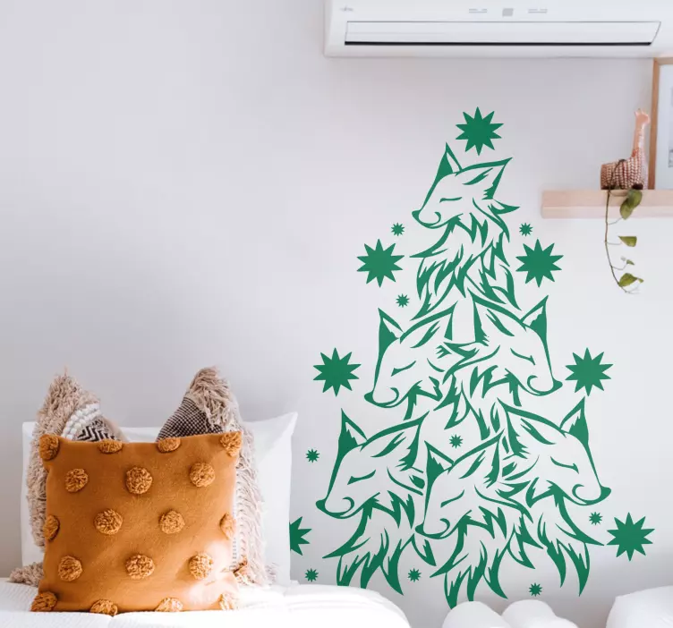 Pegatinas de navidad Lobos de arbol de navidad - TenVinilo