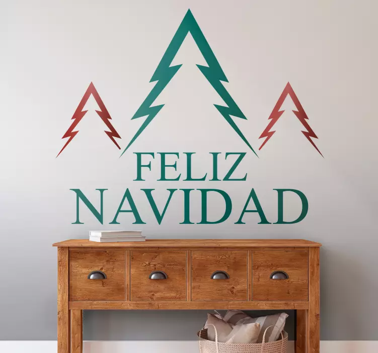 Pegatinas de navidad Rojo, verde, navidad, dorado, árboles - TenVinilo