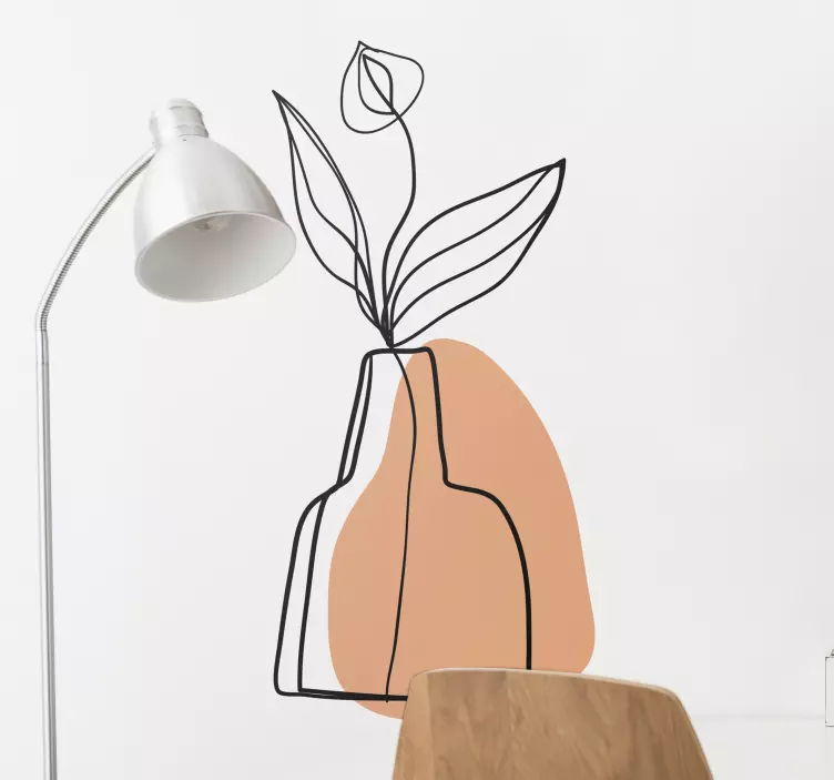 Vinilo planta flor con dos hojas  - TenVinilo