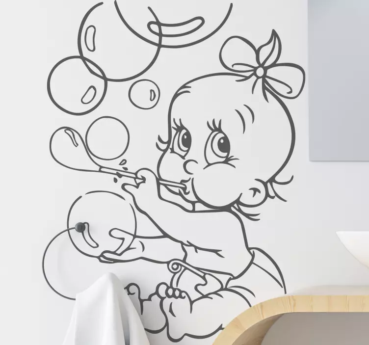 Vinilo Bebé soplando burbujas - TenVinilo