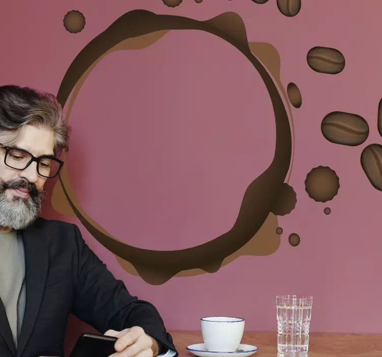 Vinilo bebida Forma redonda de salpicaduras de café - TenVinilo