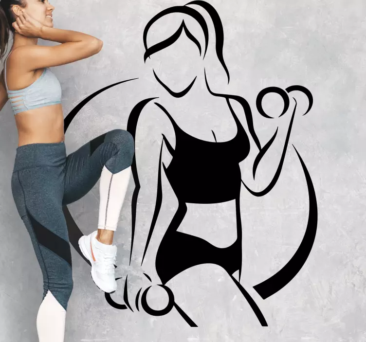 Vinilo Chica delicada con pesas - TenVinilo