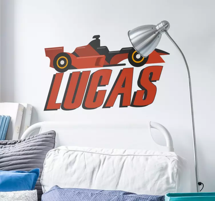 Vinilo decorativo coche F1 con nombre - TenVinilo