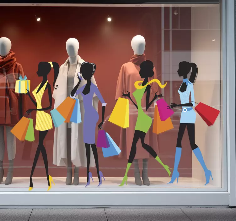 Vinilo decorativo compradoras en fila - TenVinilo