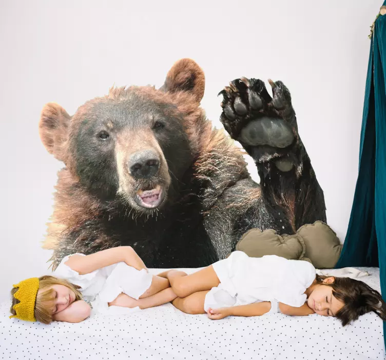 Vinilo animal salvaje oso saludando - TenVinilo