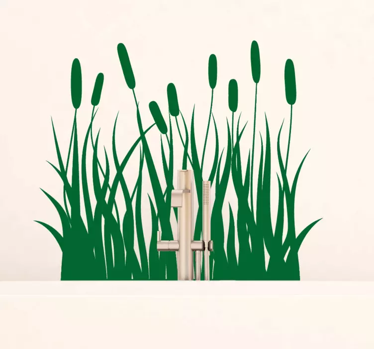 Vinilo pared de planta de juncos  - TenVinilo